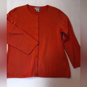 Barry Bricken 100% Silk Cardigan Orange Button Front Sweater M